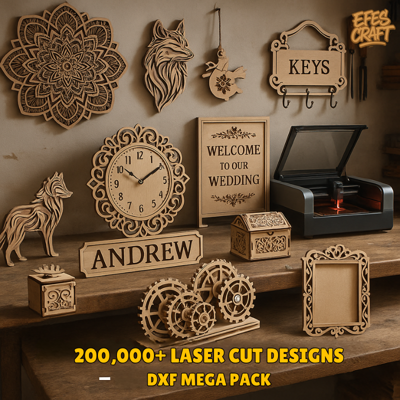 200,000+ DXF Laser Cutting Files | Mega Pack for CNC & Laser Machines